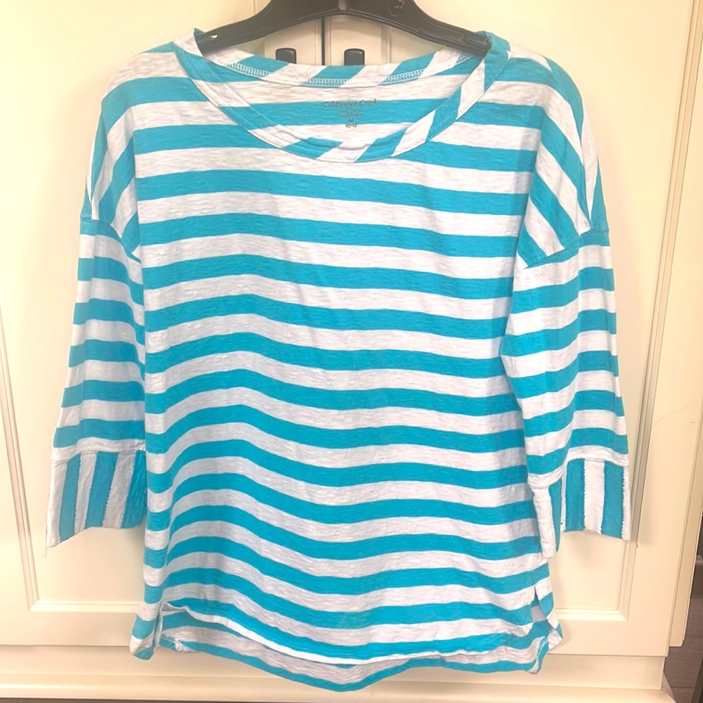 Coldwater Creek 3/4 sleeve striped top M
